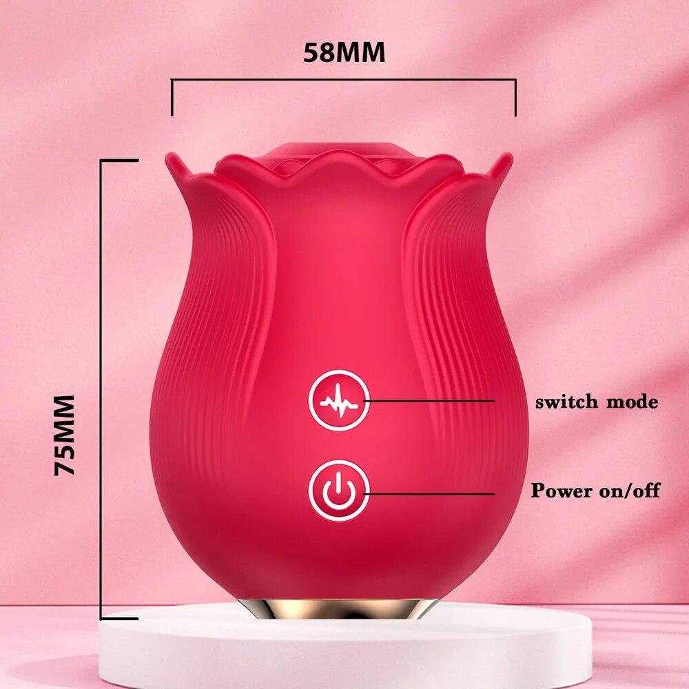 Rose Shape Vagina Sucking Vibrator Intimate Nipple Sucker Oral Licking Clitoris Stimulation Thrusting Powerful Sex Toy for Women