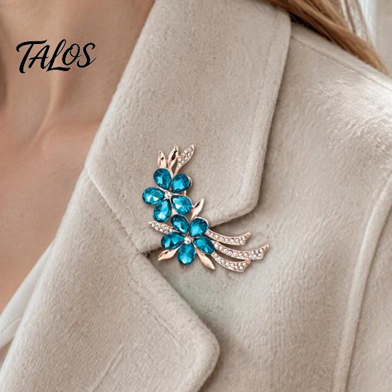 Bridal Bouquet Pins Rhinestone Flower Branch Brooch for Women, Elegant Floral Lapel Pin, Women Fashion Accessories Costume Pin Coat Shirt Bag Banquet
