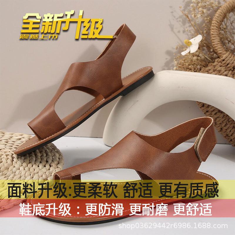 

36-43 Сандалии Женские 2025 Лето Новые Повседневные Сандалии Большого Размера С рукавом Носок Пряжка на одном слове Уличные Сандалии Роса 36