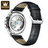 OLEVS 6661 Man Watch Luxury Fashion Leather Strap Fully Transparent Hollow Mechanical Wrist Watch for Men Original Men's Watches