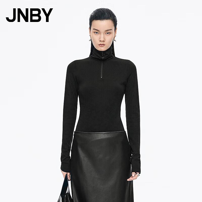 JNBY Slim Fit High Neck Zipper Long Sleeve T-Shirt