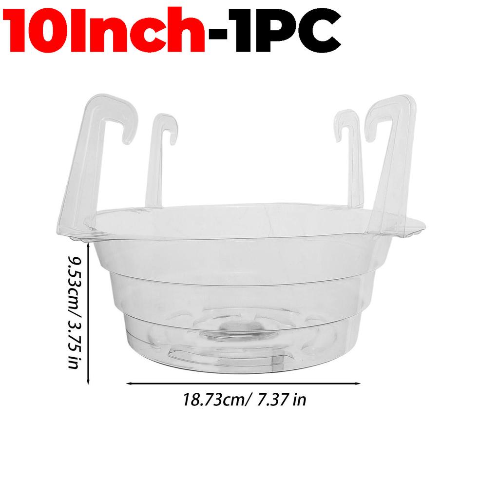 Plastic Hanging Water Catcher Tray for Round Hanging Baskets Plant Pot Clear Drip Pan Saucers with Built-in Hooks 8/10/12Inch