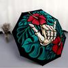1pc Skull Flowers Automatic Open/close Folding Compact Umbrella, 8 Rib Sturdy Canopy, Lightweight Portable, Everyday Use, Gift,,139