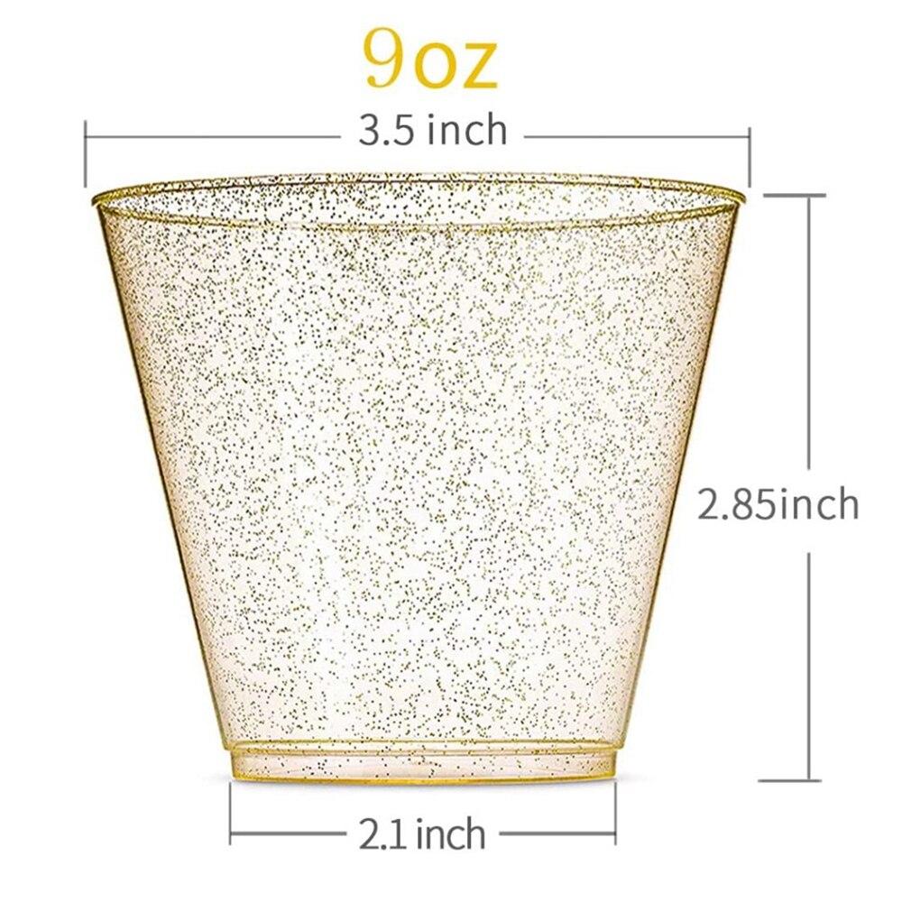 20pcs Disposable Water Cup Gold Powder Wine Glass Beverage Wine Glass Champagne Cocktail Cup