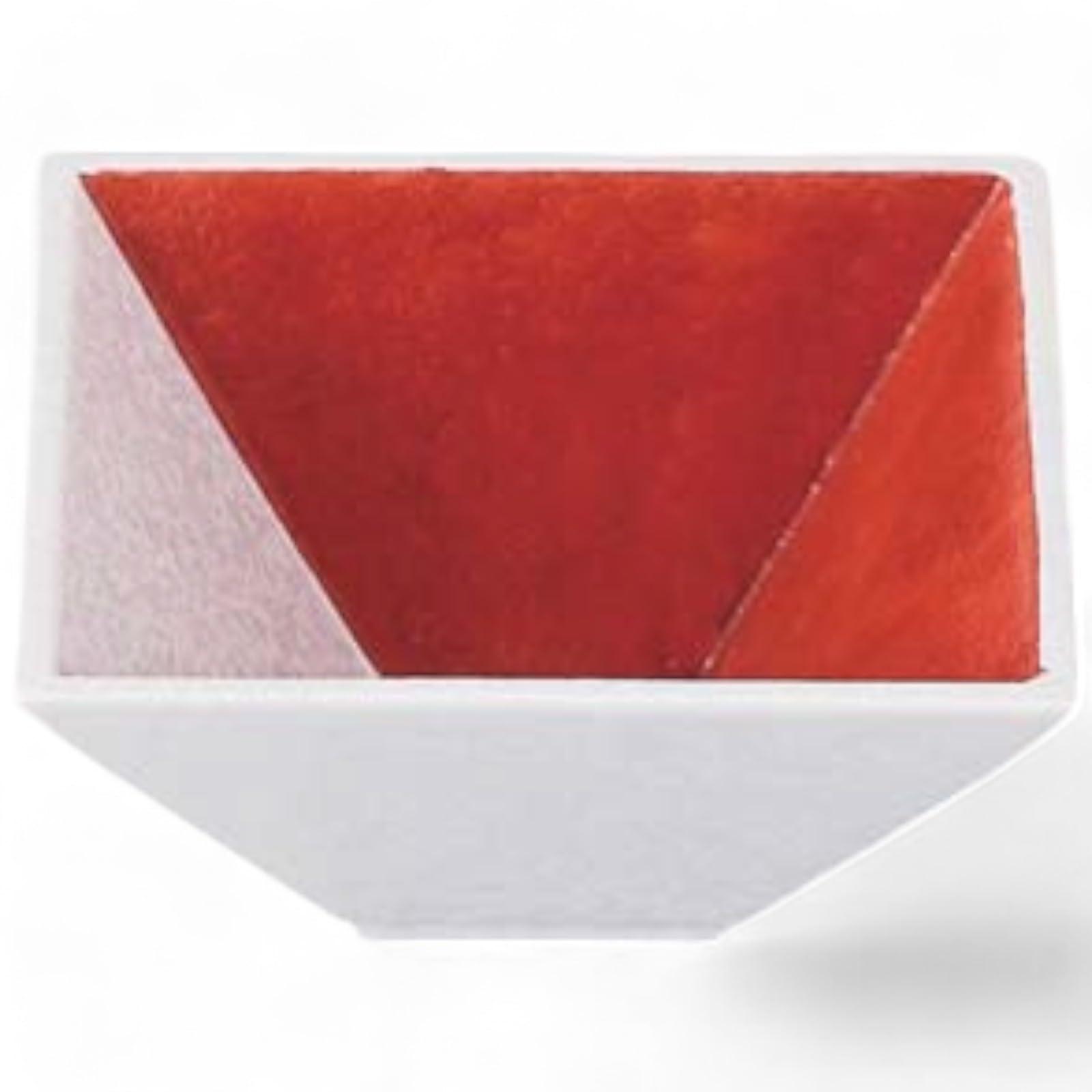 

Takumifu Arita Ware 8cm Side Plate, Nishiki Lustre - Vermilion Square, with Centerpiece, Made in Japan