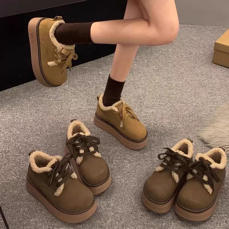 Cotton shoes women's winter new popular retro fashion velvet warm small thick-soled casual snow boots