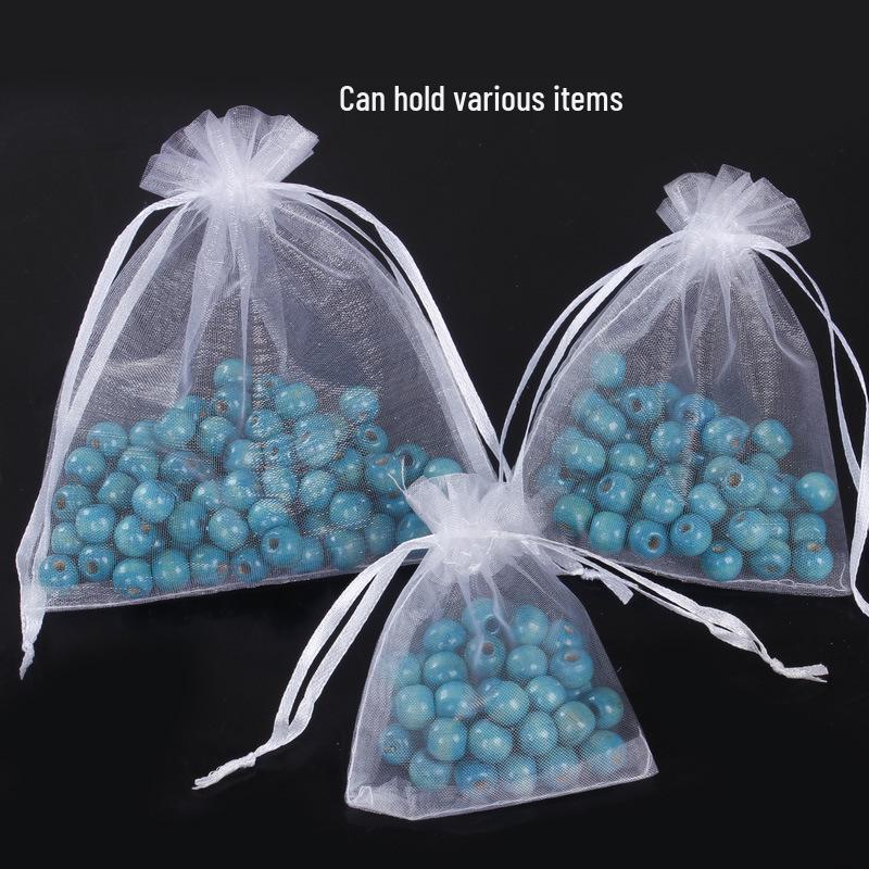 Plain Transparent Organza Drawstring Gift Bags for Jewelry Packaging