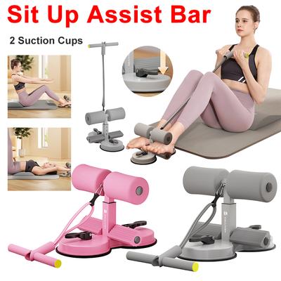 Barra de exercícios abdominais com 2 ventosas, auxiliar de abdominais no chão, 3 engrenagens, dispositivo de assistência para abdominais, máquina de abdominais para braços, estômago e pernas