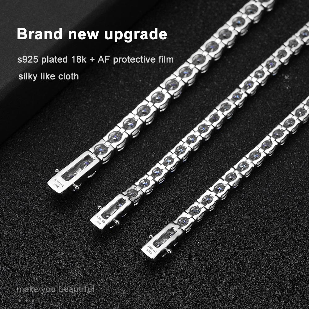 KNOBSPIN D VVS1 Moissanite Tennis Bracelet Original S925 Silver Plated White Gold with GRA Bracelets for Women Man
