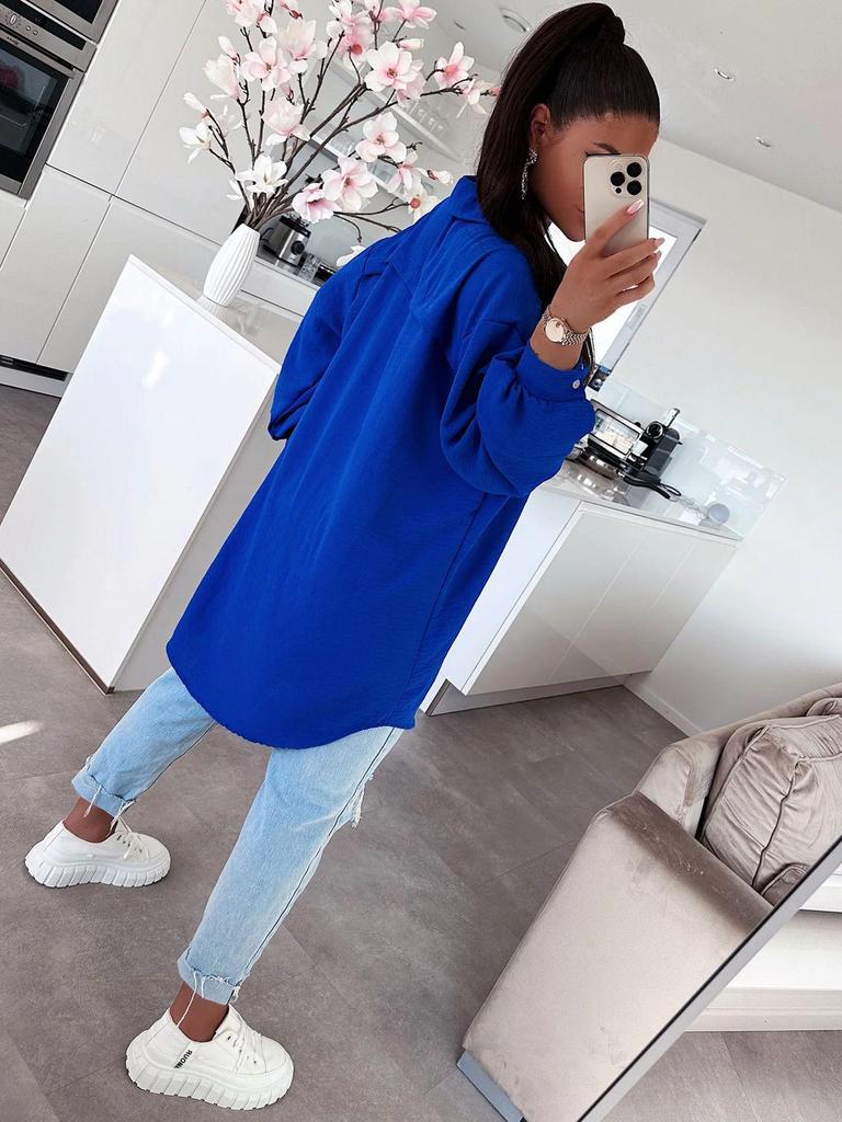 2024 Women's Solid Color Loose Casual Button-Down Shirt