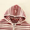 Girls' Striped Hooded Zipper Knitted Cardigan