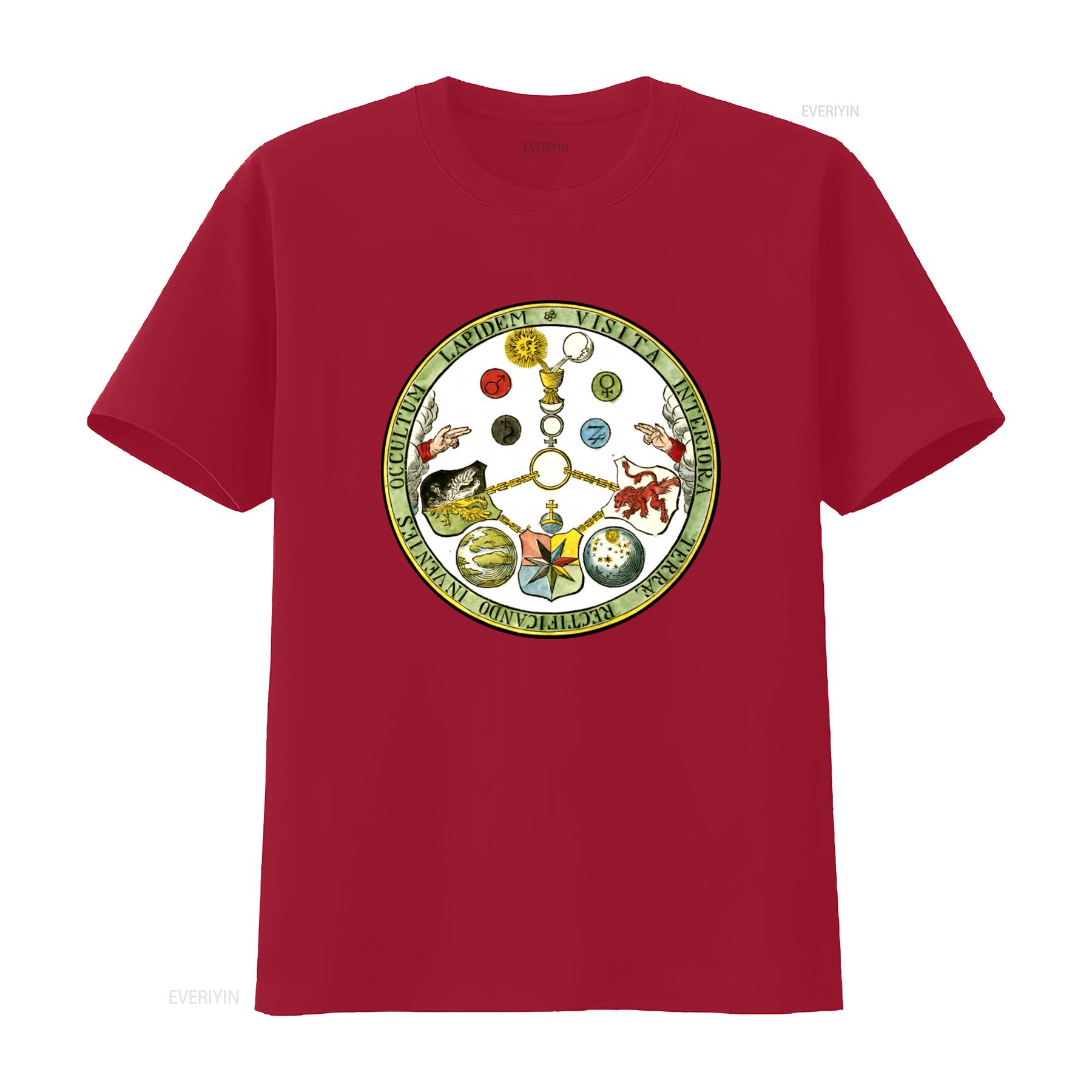 

Masonic Esoteric VITRIOL Motto Freemason Symbol T Shirt Print vintage Washed Versatile Top For Everyday Wear Stretched S