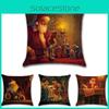 Housse de coussin élégante de Noël en lin avec le Père Noël pour une décoration intérieure confortable