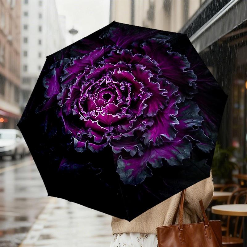 Purple Passion Bloom: Umbrella with Auto Open/Close, Outdoor Protection, Lightweight and Durable Travel Accessory 123