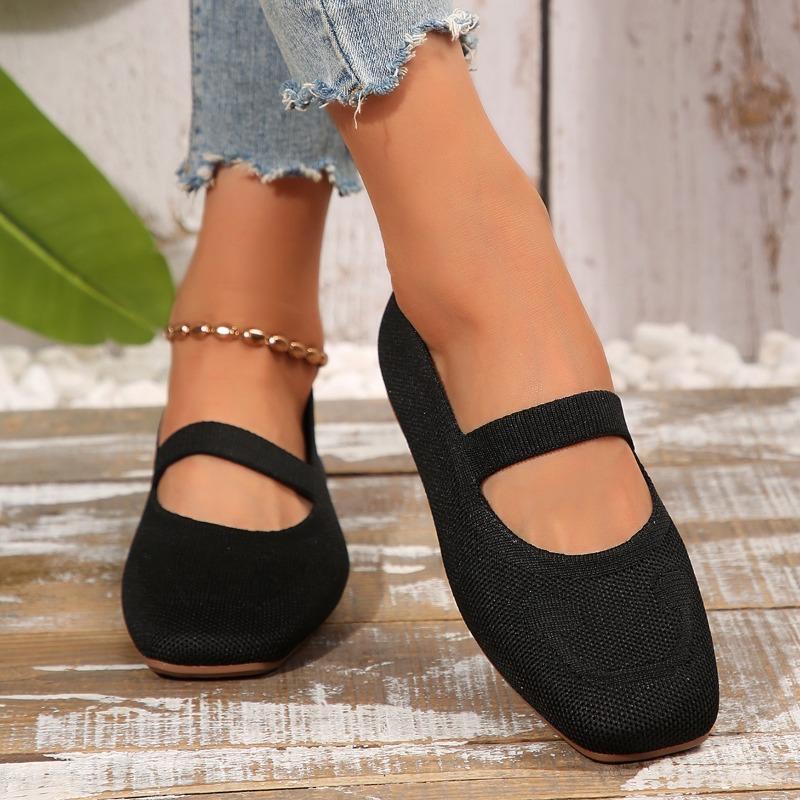 Fashion New Elastic Knitted Flats Shoes for Women Summer Breathable Soft Loafers Woman Lightweight Slip on Casual Shoes Mom Moccasins