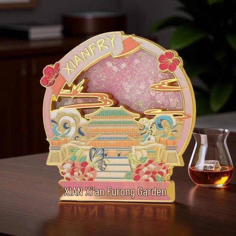 Xi an Bell Tower Flowing Sand Magnet: Creative City Culture Fridge Decoration