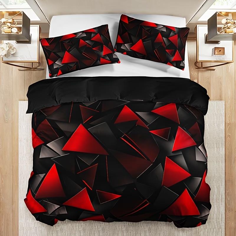 2/3Pcs Breathable Geometric Pattern Duvet Cover Set, All Season Machine Washable Bedding with Pillowcases