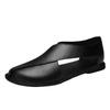 Men's Summer Closed-Toe Cross-Strap Cowhide Sandals - Breathable Non-Slip Roman Beach Shoes