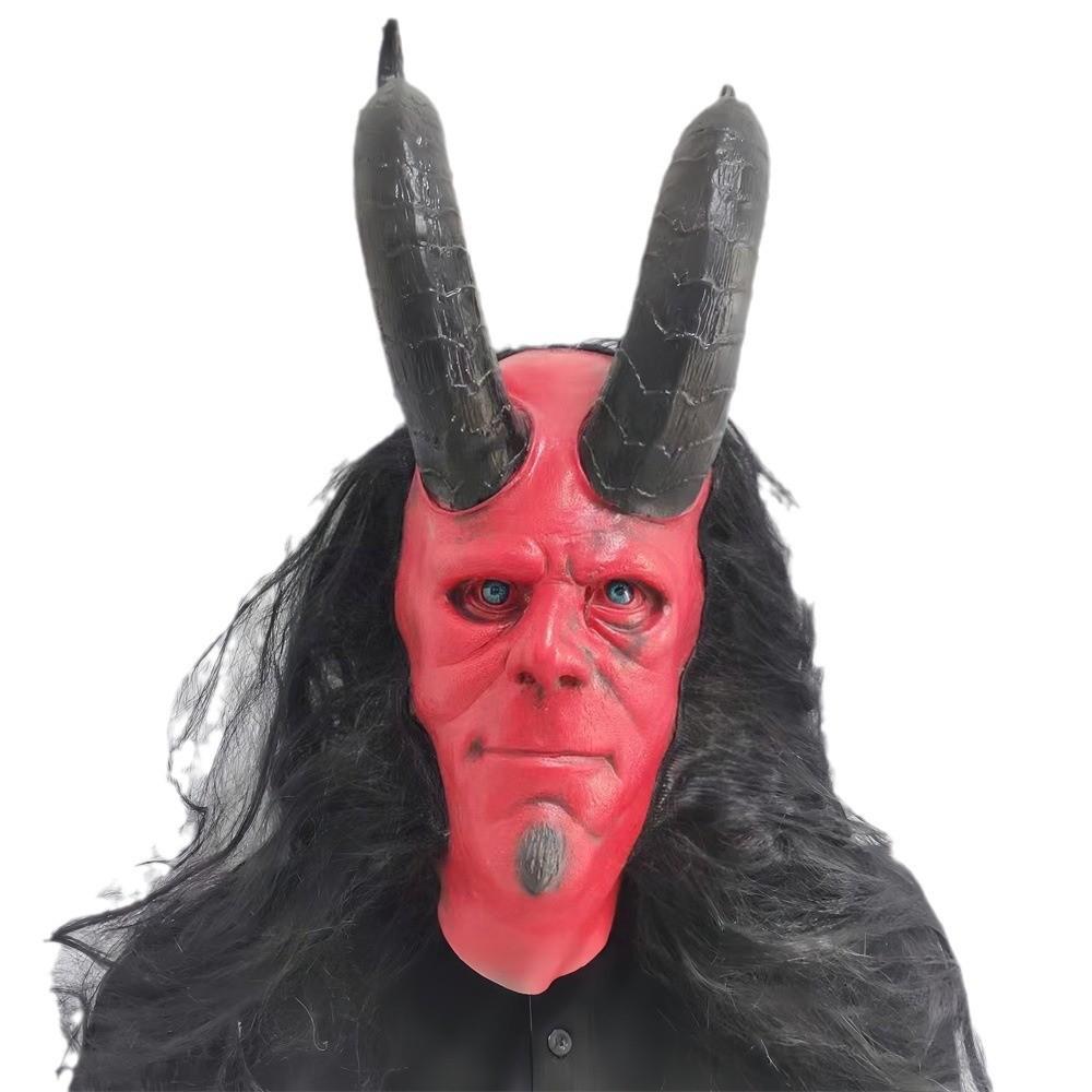 Máscara de Látex de Hellboy Para Halloween y Navidad Fiesta de Disfraces de Terror Decoración