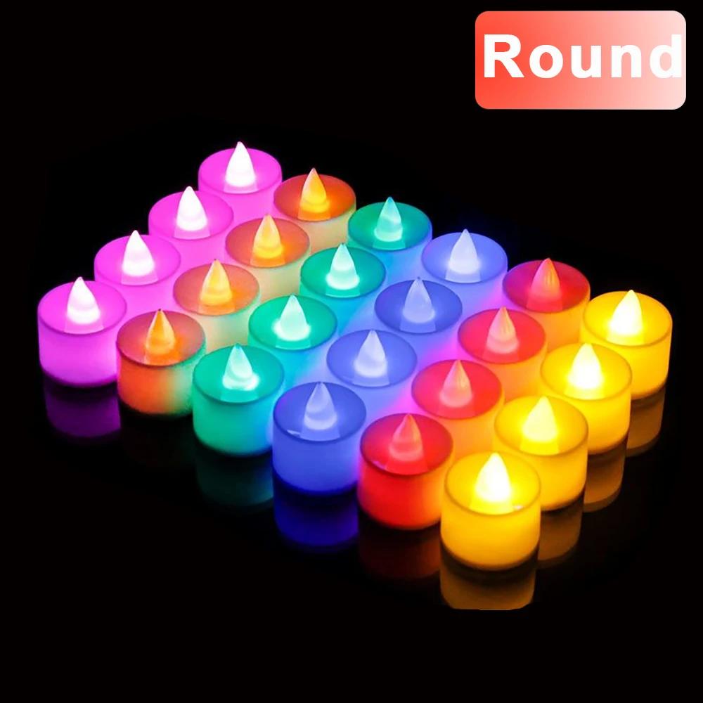 

12/1 шт. разноцветные светодиодные свечи на батарейках беспламенные чайные свечи для дома свадьба день рождения вечеринка украшение освещение 12Pcs