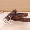 Gold/Silver Buckle Suede Leather Belt Leopard Print Fashion Belt Retro Waist Belt  Jeans Dresses