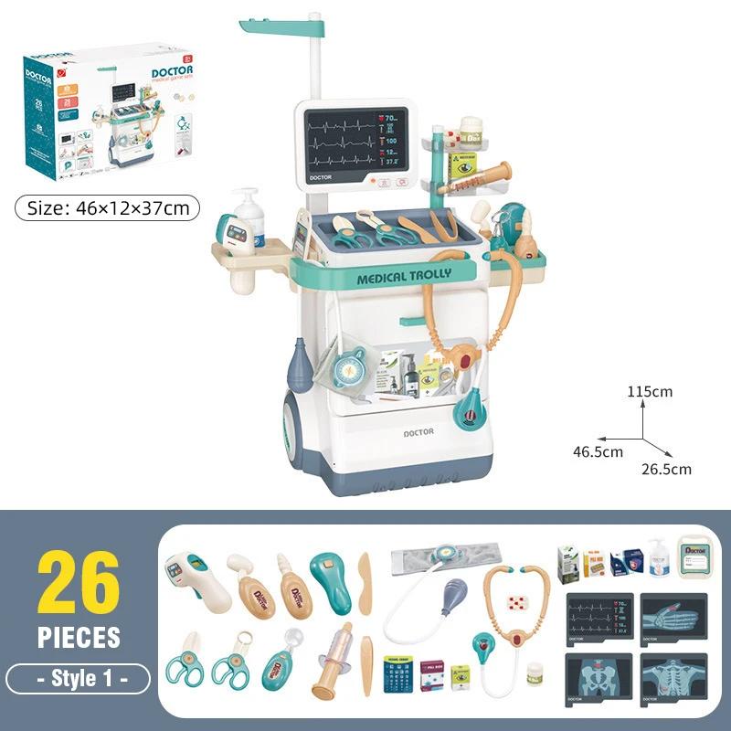 Non-Toxic Doctor Kit Toy Pretend Play Doctor Nurse Hospital Games Toddlers Medical Cart Kit With Sounds 3-5 Year Old Toddler Toy For Kids