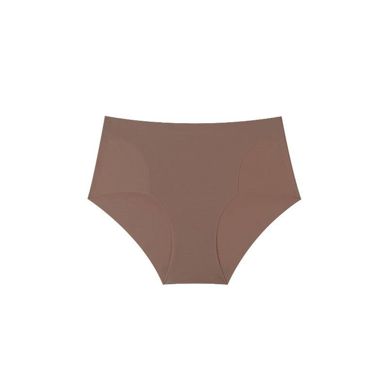 Women's Spring and Summer Sexy Mesh Stitching Pure Color No Trace One Piece Type Middle Waist Triangle Briefs