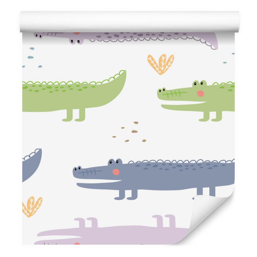 Pastel Crocodiles and Plants Wallpaper for Living Room and Bedroom 50x1000