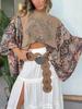 New Printed Crew Neck Loose Casual Batwing Sleeve Top for Women
