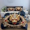 Golden Dragon Decorative Set Bedding Set with 1 Duvet Cover 2 Pillowcases Single Double King Queen Gift