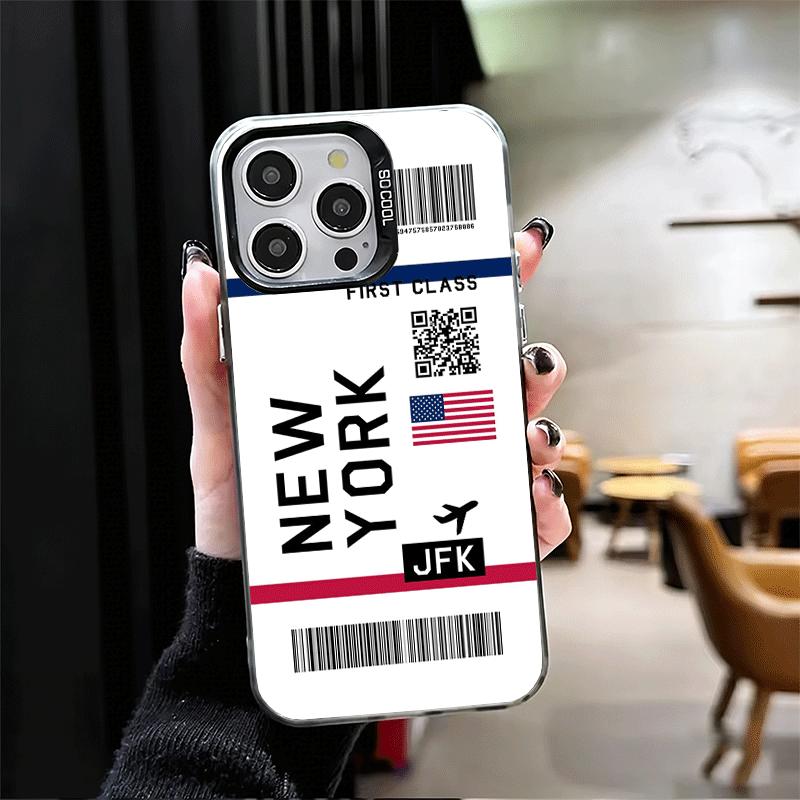 Travel Air Ticket Label Shockproof Phone Case for iPhone 17 Air 16 16E 15 Pro Max 14 Plus 13 Mini 12 Back Cover Anti Fall Fundas