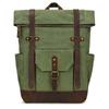 Vintage Men'S Canvas Backpack Leather Large Capacity School Bag Crazy Horse Leather Backpack Travel Bag