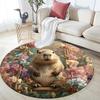 Runder Teppich mit Capybara- und Pflanzenmuster, Teppich für Wohnzimmer, Schlafzimmer, Spielzimmer, Rutschfeste Fußmatte, Feiertagsgeschenke und Geburtstagsgeschenke.