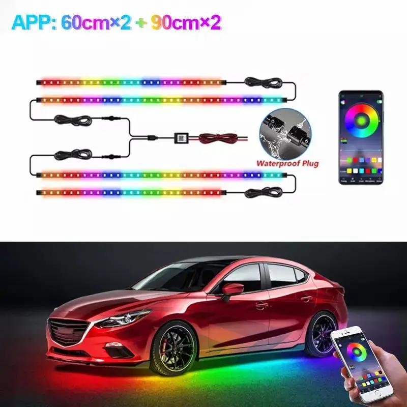 KIEND Flexible Car Underglow Light Strip 12V LED Underbody Ambient Light With App Control Neon Auto Decorative Atmosphere Lamp