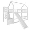 Etagenbett mit Stauraumtreppe und Rutsche, Hausbett (ohne Matratze), Kinderbett mit Rausfallschutz, geeignet für Kinder und Jugendliche, 90x200cm