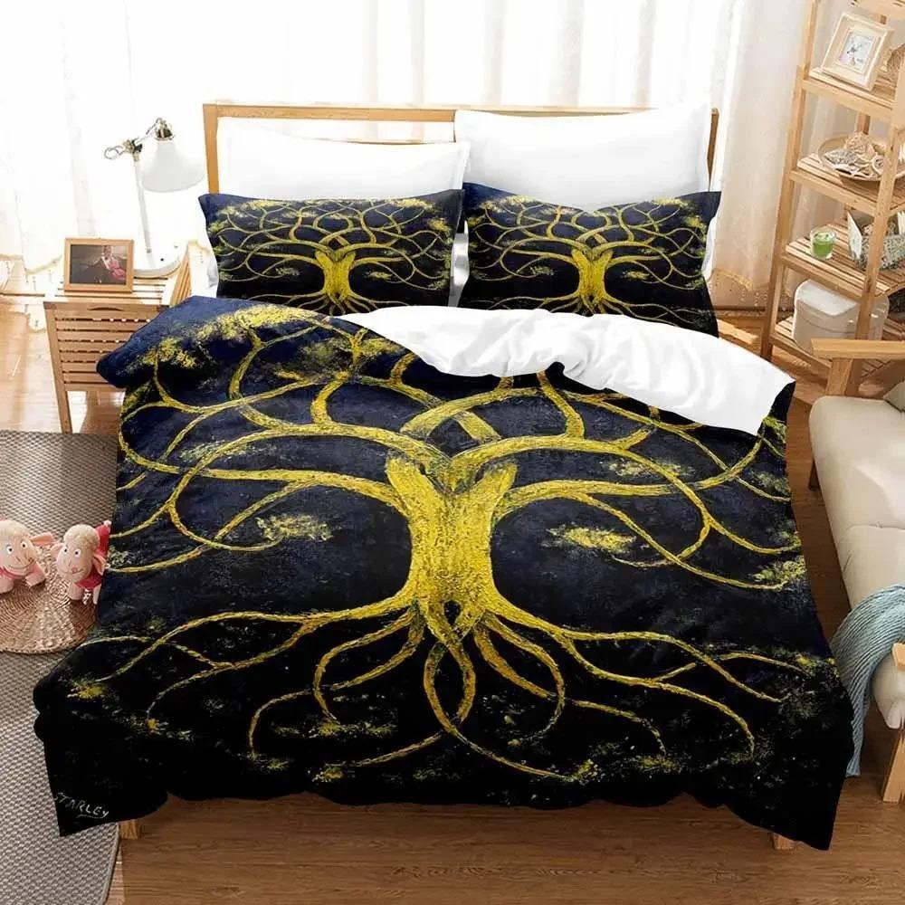 Nytt Yggdrasil Träd Runor sängkläder Set Enkelt Twin Fullt Queen King Size Sängset Vuxen Barn Sovrum Påslakan Set Anime Säng Nytt