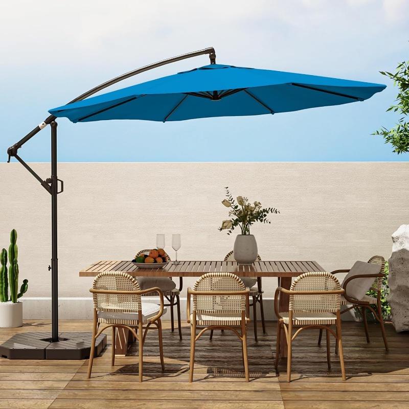 10ft Patio Umbrellas Offset Outdoor Cantilever Hanging Umbrella w/Infinite Tilt, Fade Resistant Waterproof Recycled