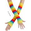 Colorful Stripe Fingerless Gloves for Women Fashion Arm Sleeves Christmas Party Decorative Rainbow Gloves for Teens Girl
