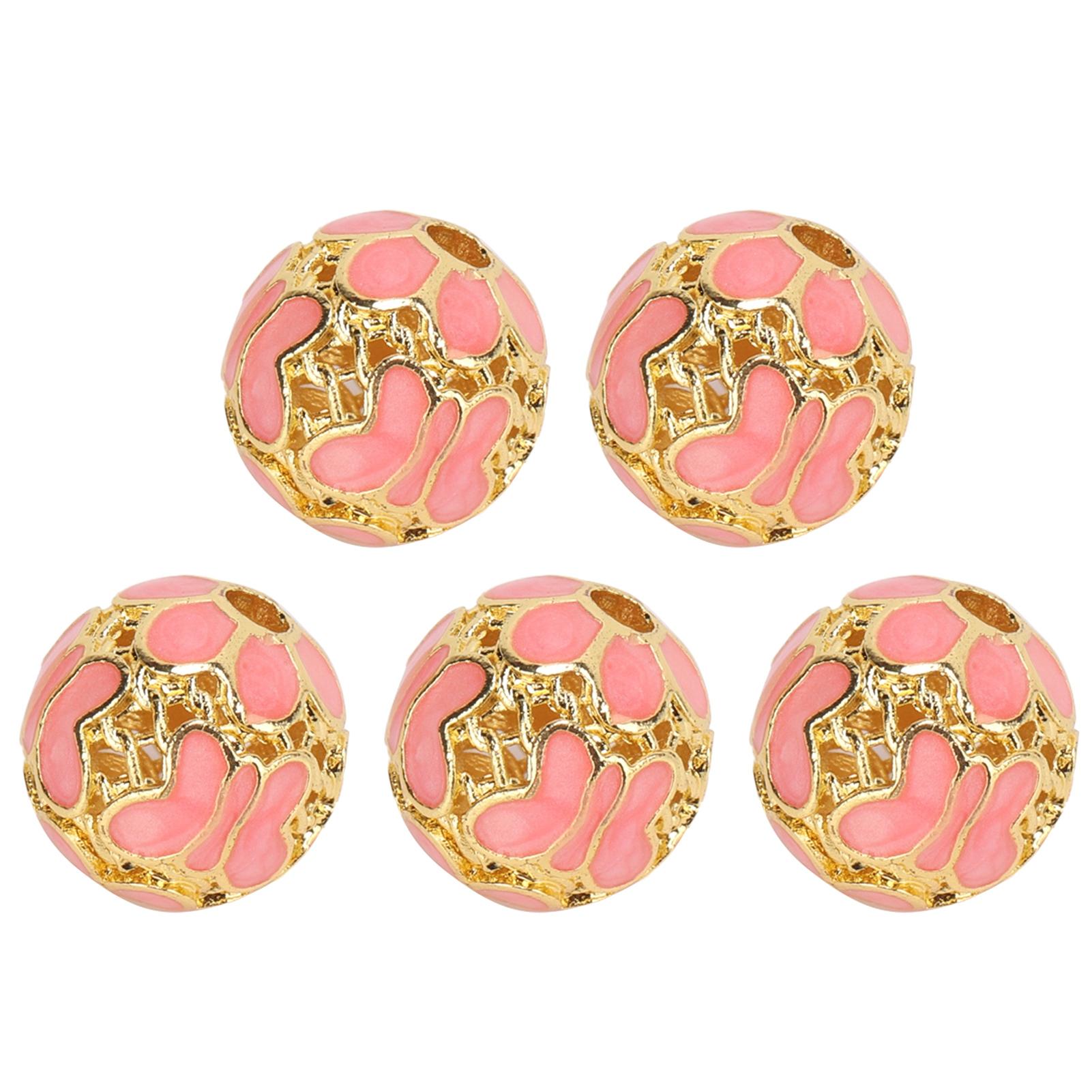 5pcs Craft Beads Hollow Round Pure Copper Loose Spacer Beads for Bracelet Necklace Earring