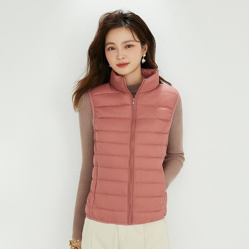 

ikTok autumn and winter new light and thin down jacket women s casual vest fashion vest stand-up collar vest S ярко-красный