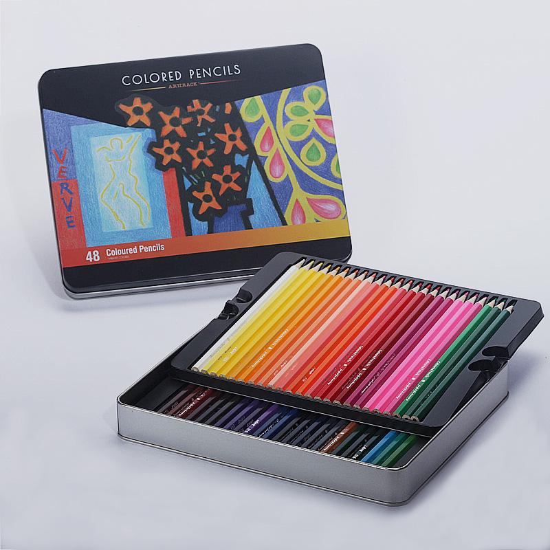 

Pop Series 72-Color Cross-Border Colored Pencil Iron Box Set High-grade Core Colored Pencil Iron Box