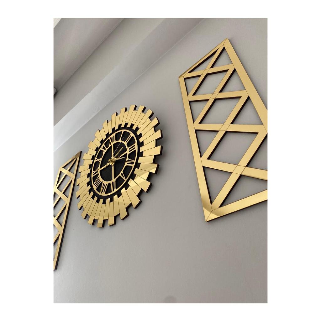 Ceas Decorativ De Perete Set De 3 40 Cm Elegant Ceas Soare De Lux 18 X 48 Cm Mese Cruce