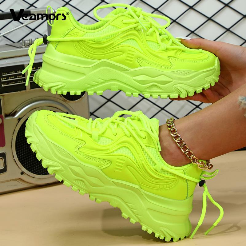 Platform Shoes Women Versatile Chunky Shoes Breathable Mesh Casual Shoes Thick Sole Outdoor Footwear Walking Traveling Sneaker
