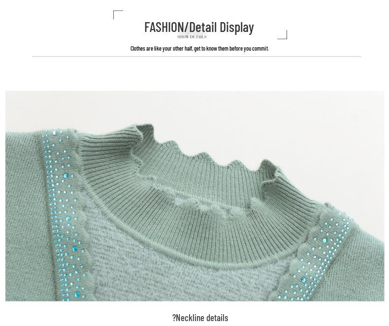 Autumn Winter Fleece Knit Top for Middle-Aged and Elderly Women - Thick Sweater Base Layer