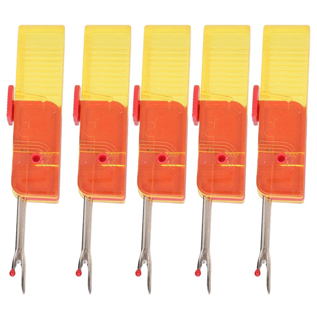 5pcs Folding Seam Rippers Steel Portable Thread Remover Seam Rippers Tool with Clear Hat for Sewing Crafting Yellow