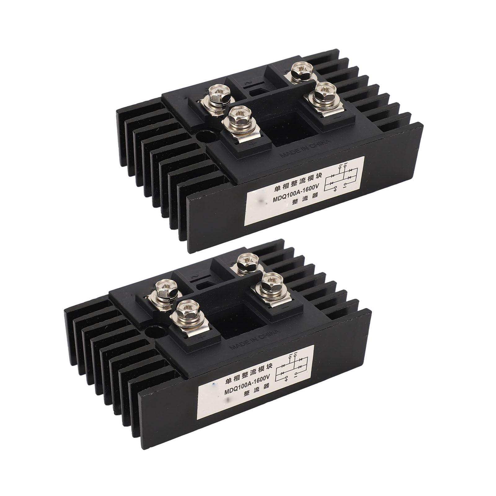 

2Pcs Single Phase Bridge Rectifier 100A 1600V 4 Terminals Current Conversion Module Waterproof