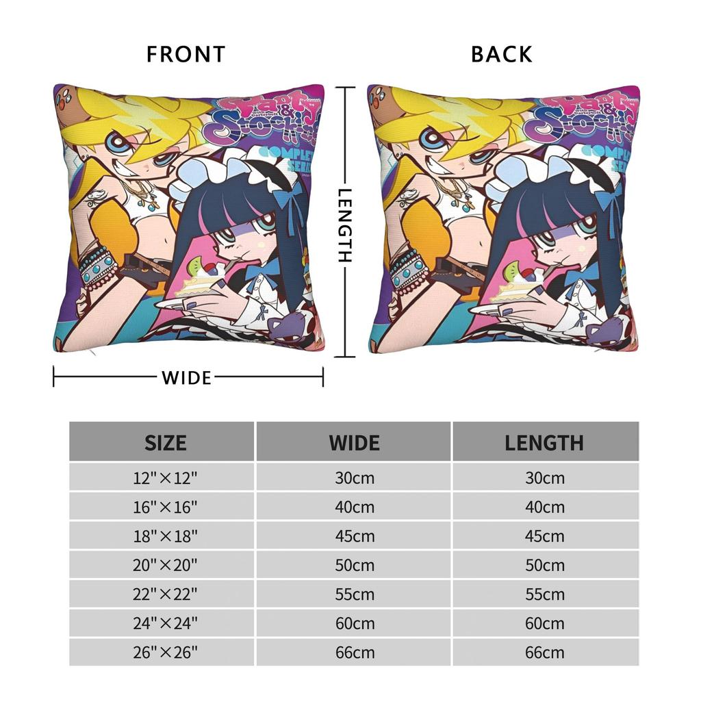 Panty Stocking with Garterbelt Square Pillow Case Cartoon Cushion Covers Custom Zipper Decor Pillowcase for Living Room 40x40cm