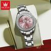 OLEVS Kvartsklokke for kvinner Diamond Dial Luxury Rustfritt stål Vanntett Elegant Dame Mote Topp Merke Dameklokke