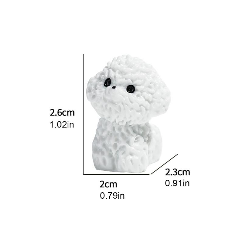 Set Of 10 Bichon Frise Puppys Miniature Sculptures for DIY Terrariums and Office Decoration