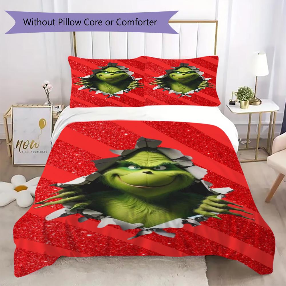 Christmas Gift Oscar Comedy Movie How the Grinch Stole Christmas Home Decor Soft Printed Bedding Set Pillowcase Duvet Cover (without Core) R13
